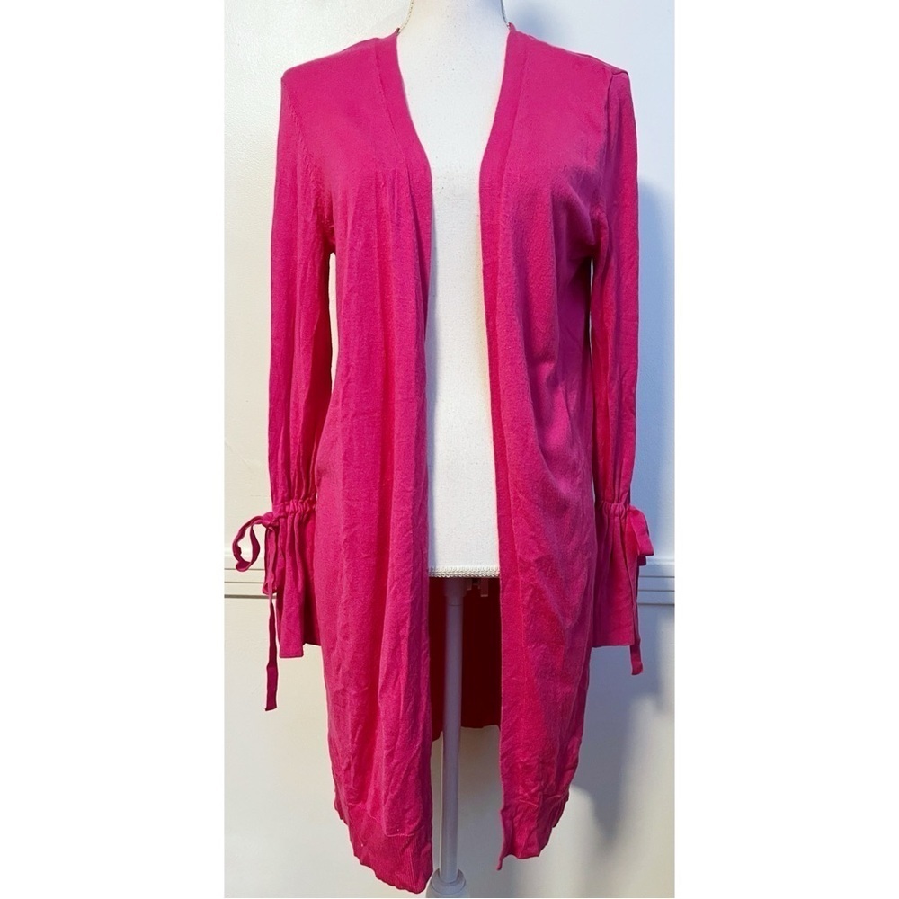 Halogen • Tie Sleeve Vibrant Pink Open Cardigan